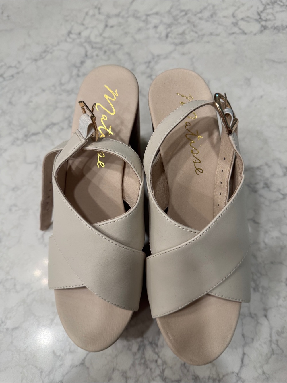Matisse Ivory Crisscross Slingback platform sandal